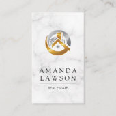 実在代理人 |大理石 |金ゴールドシルバーロゴ 予約カード (正面)