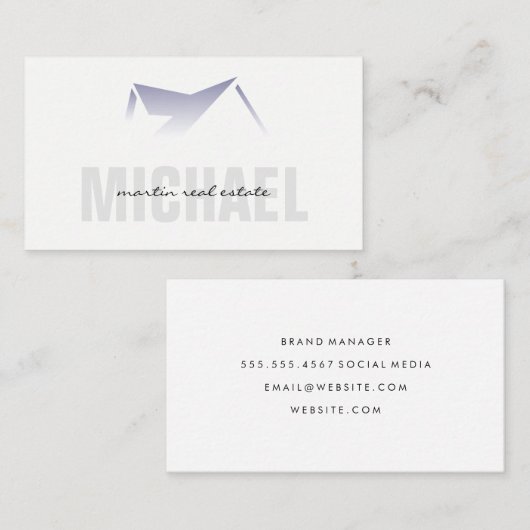 実在代理人 | 屋根の上部アイコンのグラデーション 名刺 (正面/裏面)