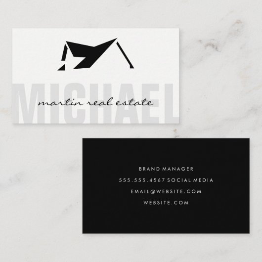 実在代理人 | 屋根の上部アイコン 名刺 (正面/裏面)