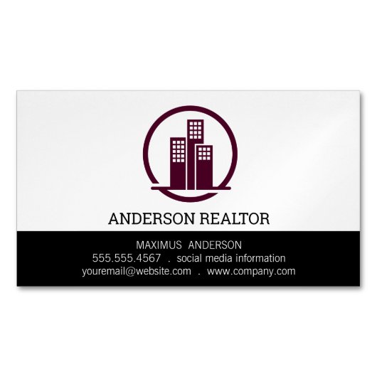 実在代理人 |建物アイコン マグネット名刺 (正面)