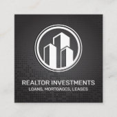 実在代理人 |金属の背景 スクエア名刺 (正面)