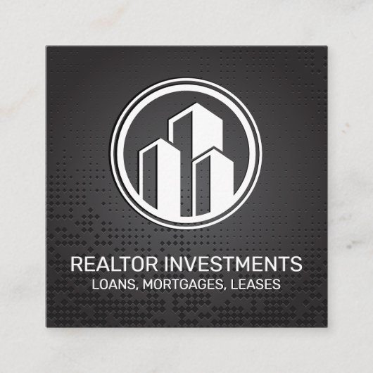 実在代理人 |金属の背景 スクエア名刺 (正面)