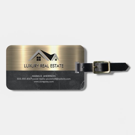 実在代理人 |金属金ゴールド大理石事業 ラゲッジタグ (正面横)