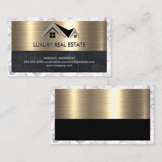 実在代理人 |金属金ゴールド大理石事業 名刺 (正面/裏面)