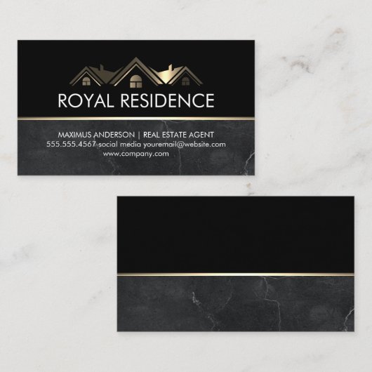 実在代理人 | 金属金ゴールド大理石 名刺 (正面/裏面)