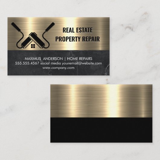 実在代理人 | 金属金ゴールド | ロー絵を描ラ 名刺 (正面/裏面)