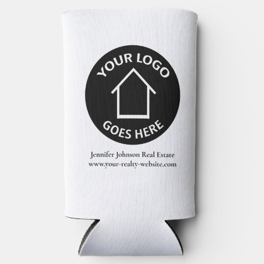 実在会社カスタムのロゴシンプルマーケティング スリム缶クーラー (正面)