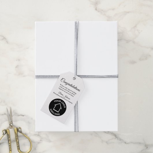 実在会社カスタム引っ越し祝いパーティー ギフトタグ (より糸付き)