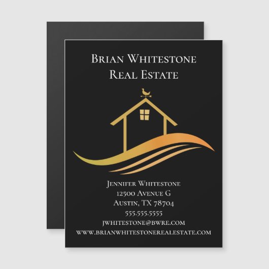 実在会社モダン名刺磁石 (正面/裏面)