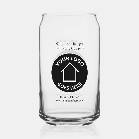 実在会社ロゴ不動産仲介業者マーケティング ガラス缶 (正面)