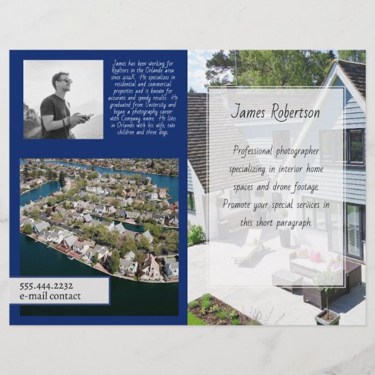 実在写真家の折り畳みパンフレットテンプレート チラシ (正面)