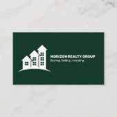 実在地上向き矢印ダークグリーンQRコード 名刺 (正面)