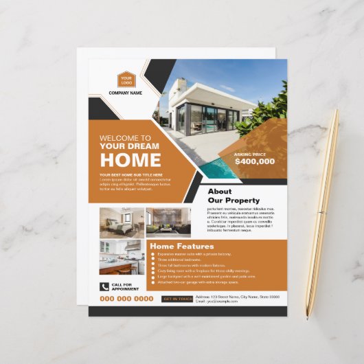 実在地会社チラシテンプレート (正面/裏面インサイチュ)