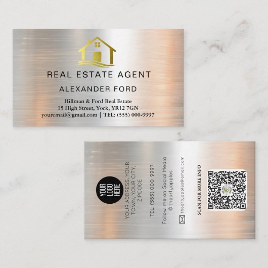 実在地剤銀金属金ゴールド大理石 名刺 (正面/裏面)