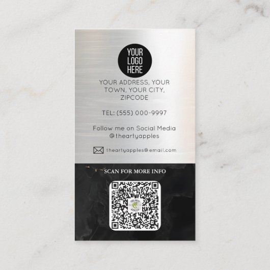 実在地剤銀金属金ゴールド大理石 名刺 (裏面)