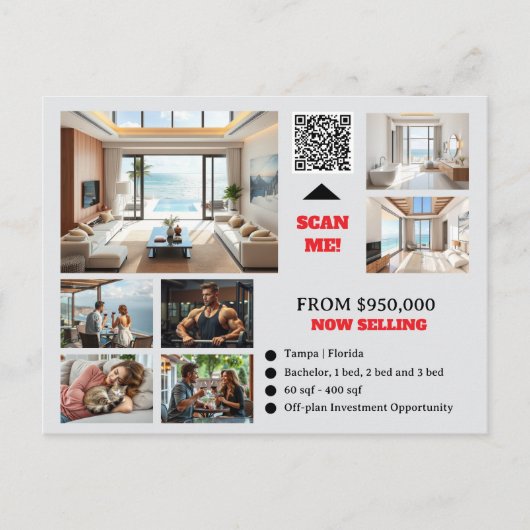 実在地広告不動産仲介業者マーケティング ポストカード (正面)