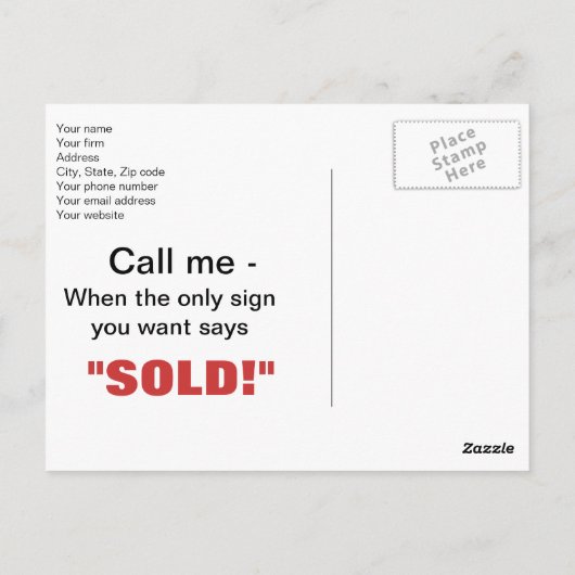 実在地販売看板はがき ポストカード (裏面)