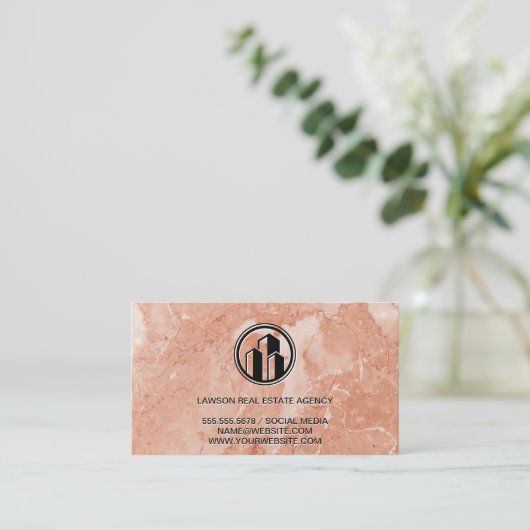 実在地 |オレンジ大理石 |クラシック石板 予約カード (スタンド正面)