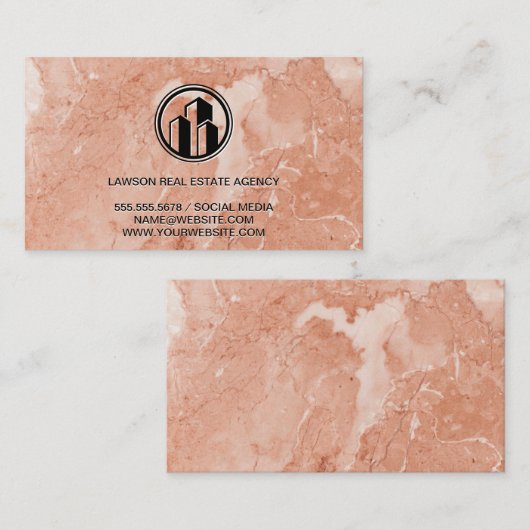 実在地 |オレンジ大理石 |クラシック石板 予約カード (正面/裏面)