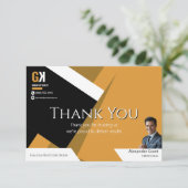 実在地 | ブラック&金ゴールド不動産仲介業者デザイン サンキューカード (スタンド正面)