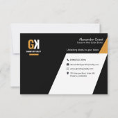 実在地 | ブラック&金ゴールド不動産仲介業者デザイン サンキューカード (裏面)