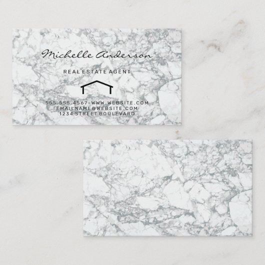 実在地 |ホームアイコン大理石 名刺 (正面/裏面)