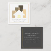 実在地 | 不動産仲介業者ハウスロゴ スクエア名刺 (正面/裏面)