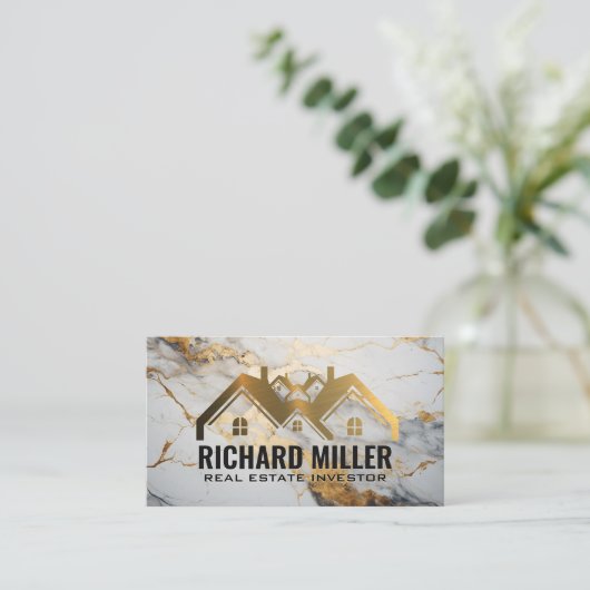 実在地 | 住宅用 | 金箔大理石 名刺 (スタンド正面)