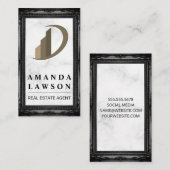 実在地 |大理石 |アンティークブラック縁ど 予約カード (正面/裏面)