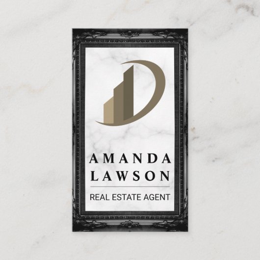 実在地 |大理石 |アンティークブラック縁ど 予約カード (正面)