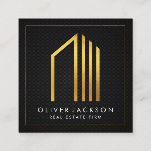 実在地 |金ゴールドラックスエグゼクティブ |ブラックメッシュ スクエア名刺 (正面)