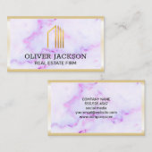 実在地 |金ゴールドラックス縁ど |パープルマーブル文字 名刺 (正面/裏面)