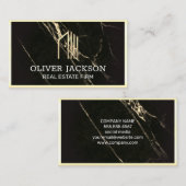 実在地 | 金ゴールドラ縁どックス | 黒金ゴールド大理石 名刺 (正面/裏面)