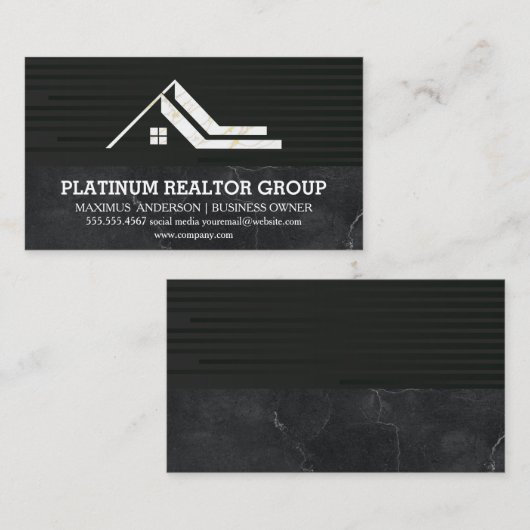 実在地 |黒お洒落色 |大理石 名刺 (正面/裏面)
