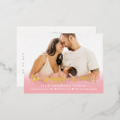 実在寄せ箔ベビー誕生発表葉書 箔シーズンポストカード (正面/裏面)