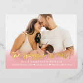 実在寄せ箔ベビー誕生発表葉書 箔シーズンポストカード (正面)