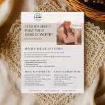 実在州ビジネスホームバリュエーションブラウンフライヤー チラシ<br><div class="desc">あなたの家の価値について興味がある？この専門的に設計されたフライヤーは、家庭評価サービスを実在提供する不動産エージェントのためのパーソナライズされた完璧なツールである。トップでは、ブランドの認識を構築するためにロゴを誇らしげに表示する。下の編集可能な見出し、「あなたの家が価値のあるものについて好奇心？」は、暖かく信頼できる紹介のためにあなたの写真と一緒にアーチ形のスタイリッシュ中で注意を集める。「バージョン情報」セクションを使用して、最近の改装、近隣のアップグレード、地域のトレンド、およびプロパティ機能など、多くの場合オンライン見積もりが見落とすユニークものを強調する。アルゴリズムだけでなく、ローカルのインサイトから実在の価値を示す機会を顧客に示す機会である。一番下には、詳細な市場評価から専門的なガイダンスや地域の専門知識に至るまで、提供できる機能と、収益の最大化、ストレスの高減ら化、自信に満ちた意思決定など、お客様にとって重要な理由の2つの完全にカスタマイズ可能なコラムが用意されている。すべてのセクションは、あなたの声、サービス、ブランドに合わせて編集可能である。目立つ準備実在ができている不動産プロフェッショナルに最適。今日Zazzleであなたのフライヤーをパーソナライズしてプリント。</div>