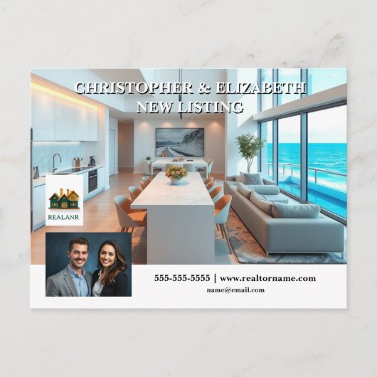 実在広告市場の写真のロゴ ポストカード (正面)