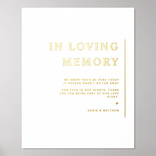 実在愛心の記憶のミニマル結婚リストの象徴 箔ポスター (正面)