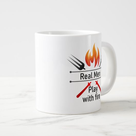 実在火遊おもしろい付きメンズBBQ引用文マグカップ ジャンボコーヒーマグカップ (正面右)
