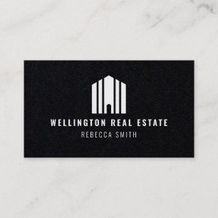 実在無地のEstate Black Logo Listing Agent不動産仲介業者 名刺