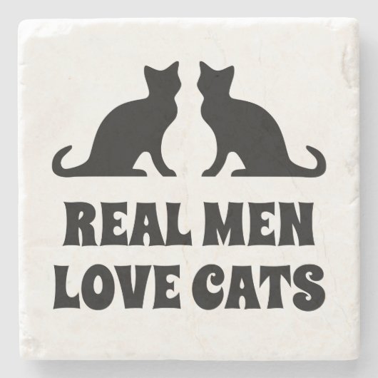 実在猫が大理石をおもしろい飲む ストーンコースター (正面)