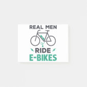 実在男性がEバイク電動自転車に乗る ポストイット (正面)