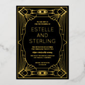 実在箔の幾何結婚形状 箔招待状 (正面)