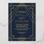 実在箔の幾何結婚形状 箔招待状 (正面)