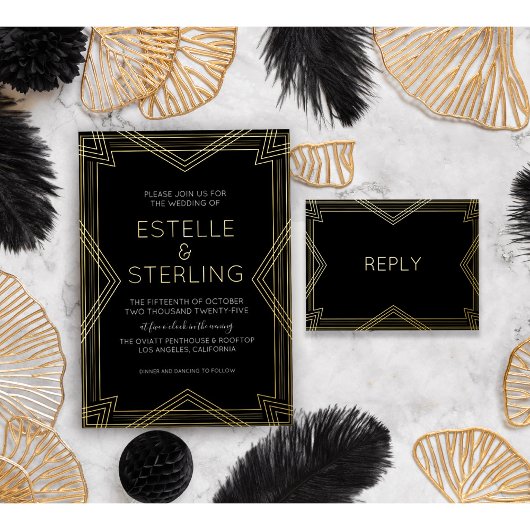 実在箔の幾何結婚形状 箔招待状