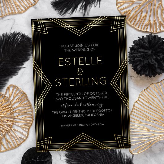 実在箔の幾何結婚形状 箔招待状