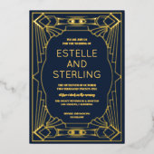 実在箔の幾何結婚形状 箔招待状 (正面)