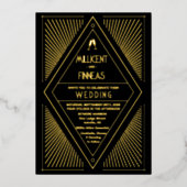 実在箔アールデコ幾何カイト結婚形状 箔招待状 (正面)