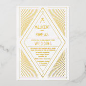 実在箔アールデコ幾何カイト結婚形状 箔招待状 (正面)